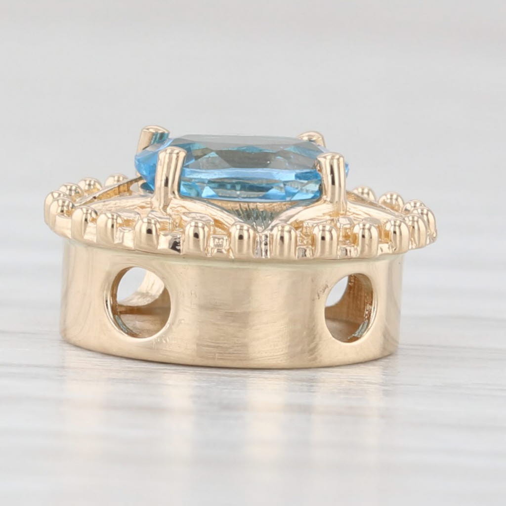 Light Gray 1ct Blue Topaz Solitaire Slide Bracelet Charm 14k Yellow Gold Richard Glatter