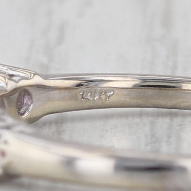 0.59ctw Pink Sapphire Diamond Ring 14k White Gold Size 7 Stackable