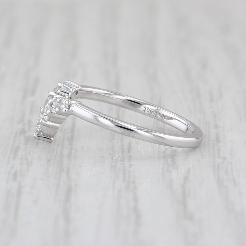 0.364ctw Lab Grown Diamond Wedding Band 14k White Gold Contoured Ring Size 6.25