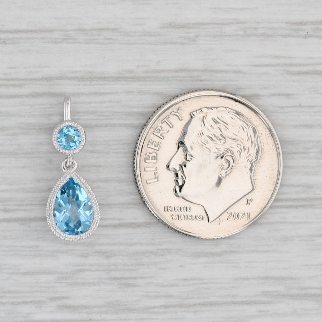 New 0.96ctw Blue Topaz Teardrop Pendant 14k White Gold