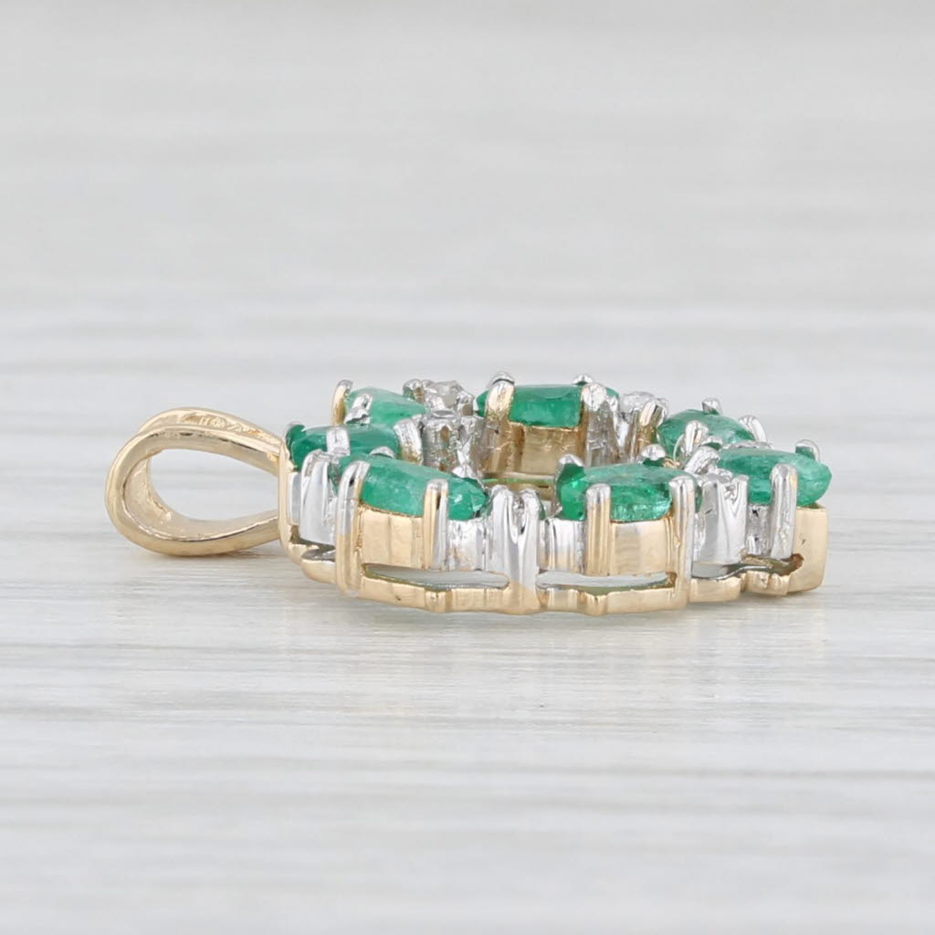 Light Gray 0.44ctw Emerald Diamond Open Heart Pendant 14k Yellow Gold