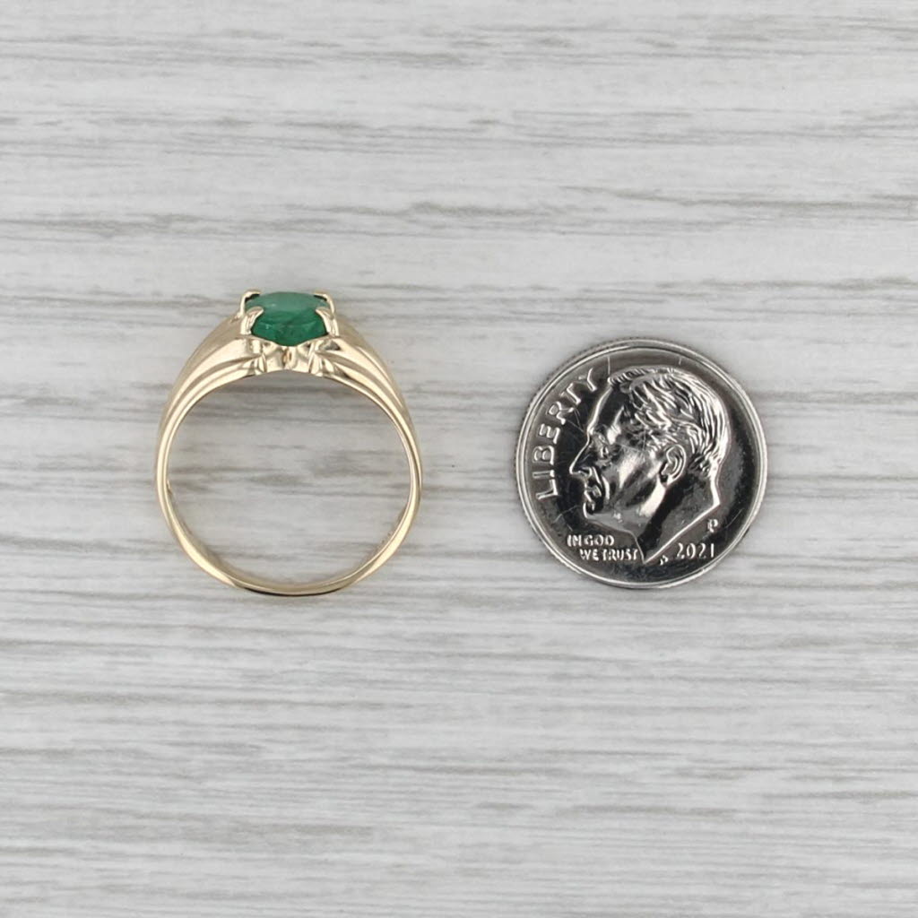1ct Oval Emerald Solitaire Ring 10k Yellow Gold Size 6.25