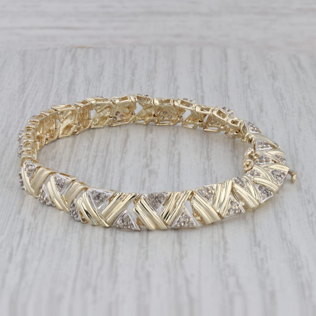 Gray 1.25 ctw Diamond Abstract 14K Yellow Gold Tennis Bracelet 6.5"