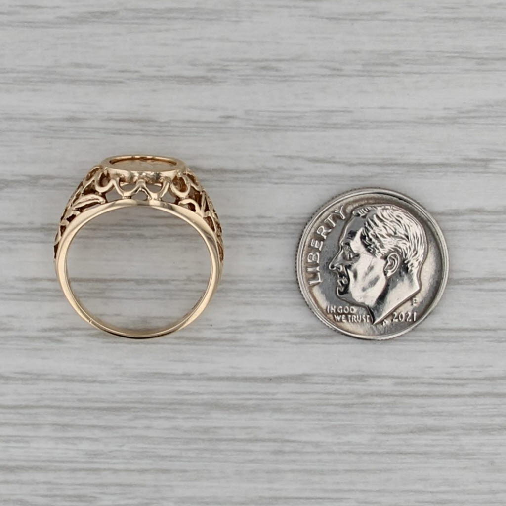 Chinese Panda Coin Copy Ring 10k Yellow Gold Size 6 Signet