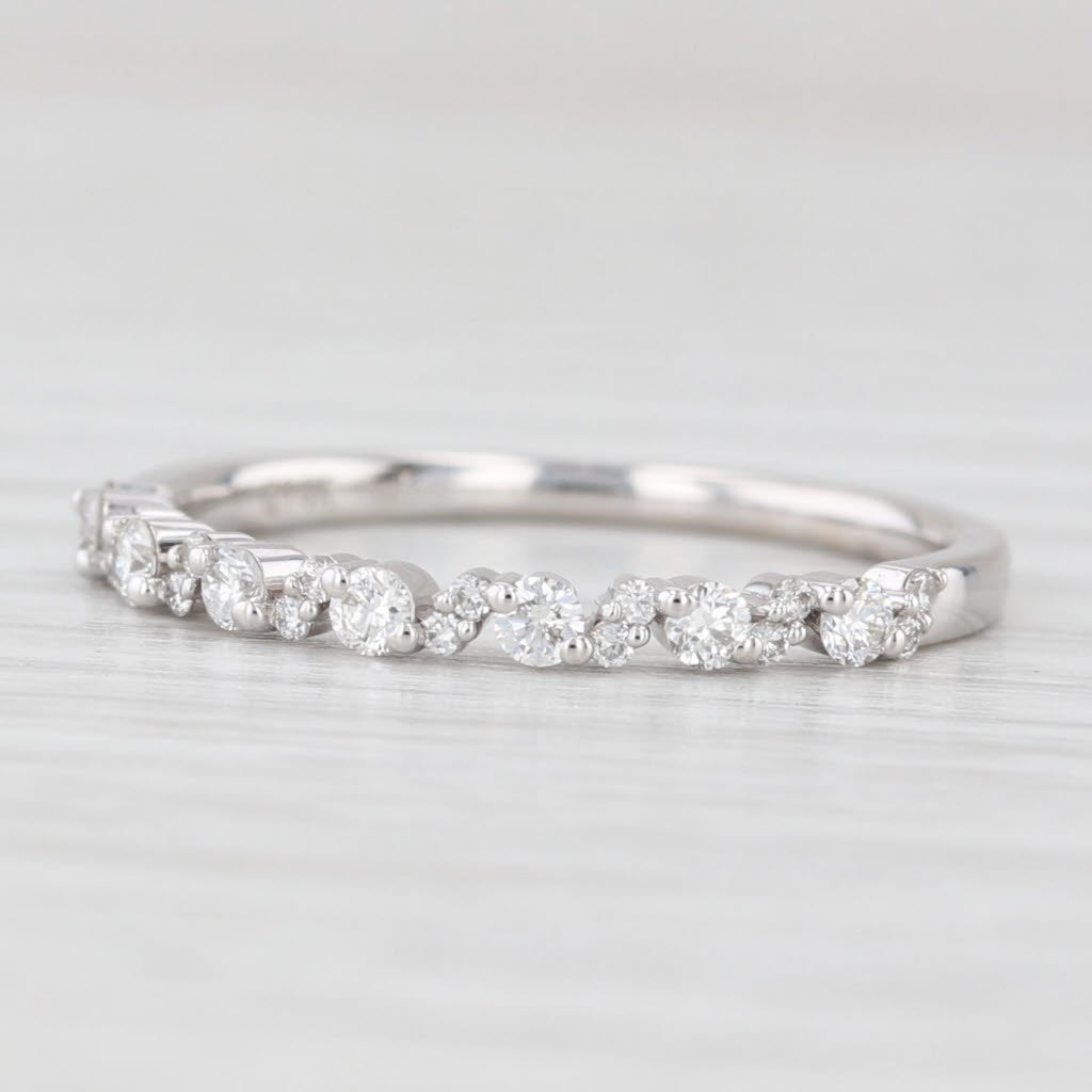 Light Gray New 0.25ctw Diamond Wedding Band 14k White Gold Stackable Anniversary Ring 6.5