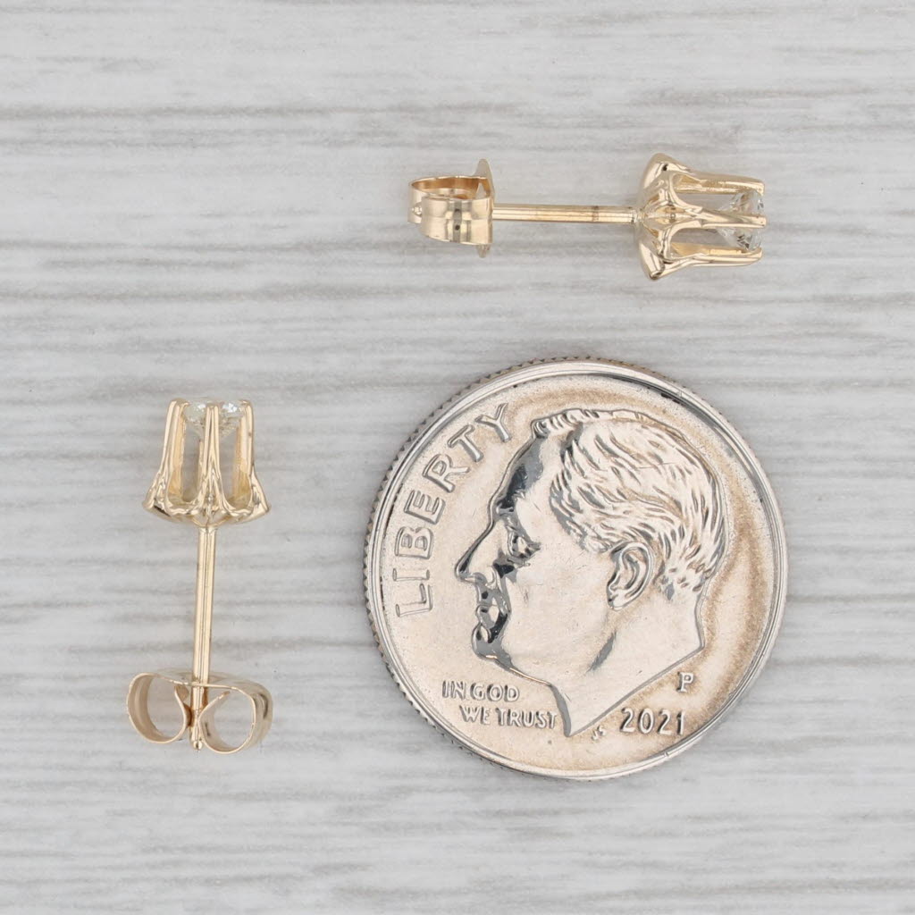 Gray Vintage 0.23ctw Diamond Stud Earrings 14k Yellow Gold Round Solitaire Studs