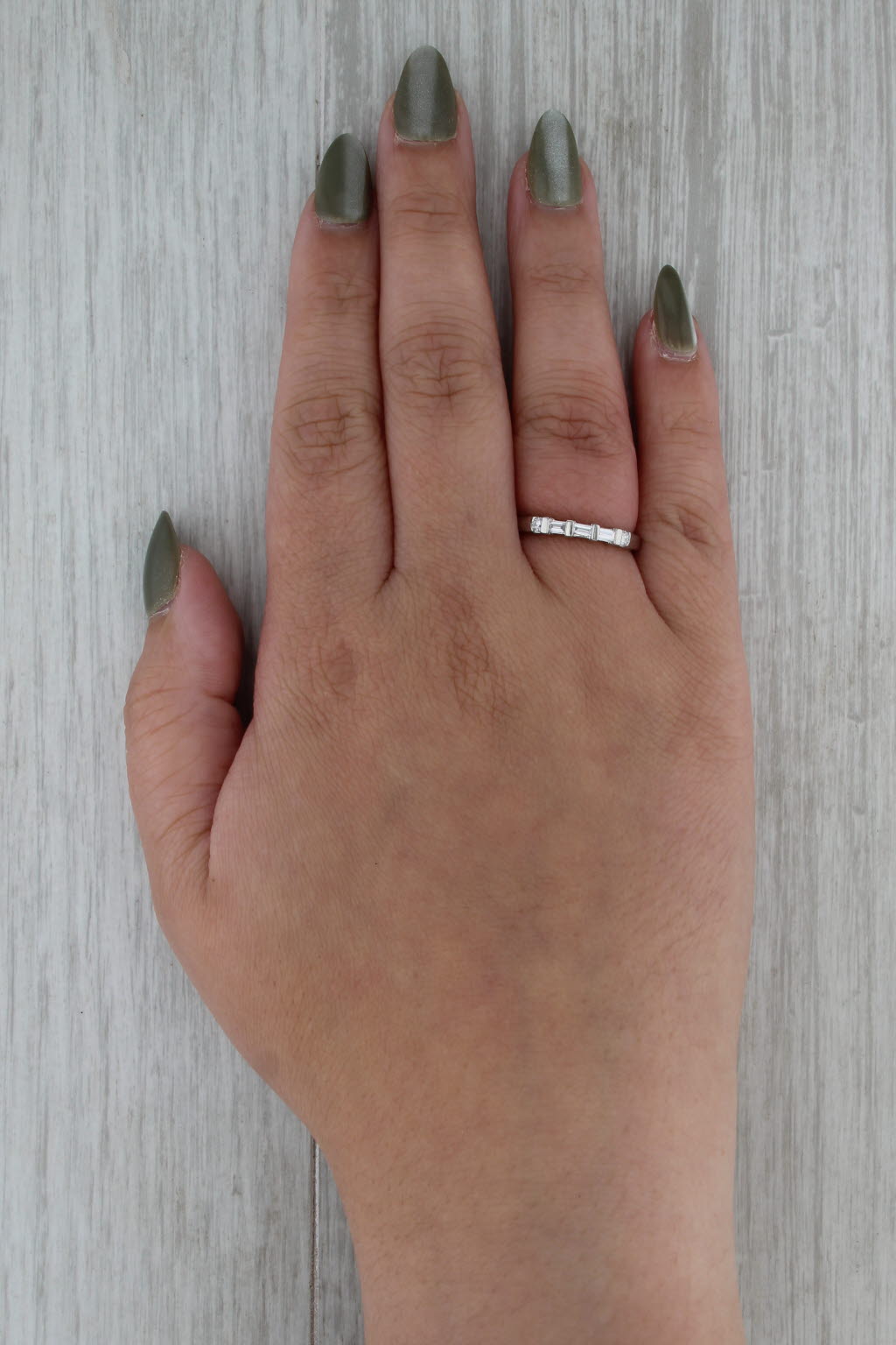 0.26ctw Baguette Diamond Wedding Band 950 Platinum Sz 6.5 Stackable Anniversary
