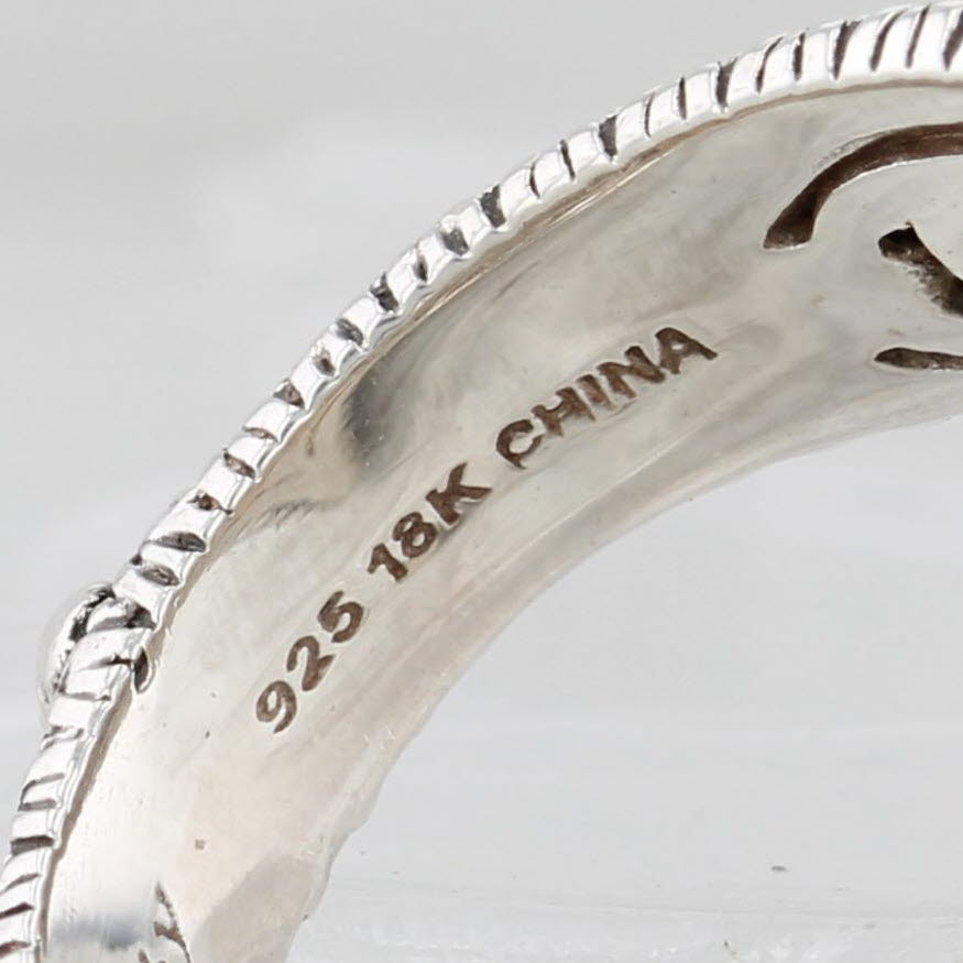 Light Gray Barbara Bixby Jeweled Garuda Bird Ring Sterling Silver 18k Gold Statement