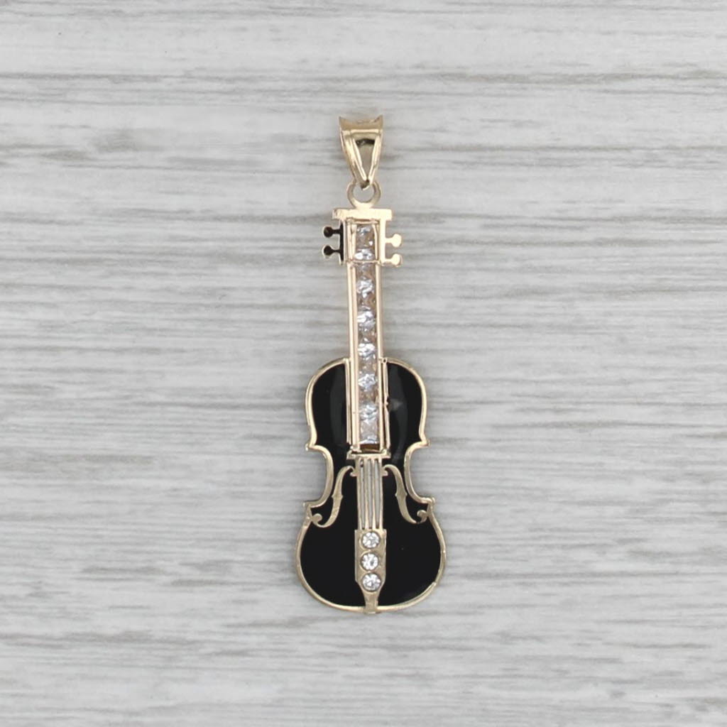 Vintage Upright Base Pendant 14k Yellow Gold Cubic Zirconia Glass Resin As Is