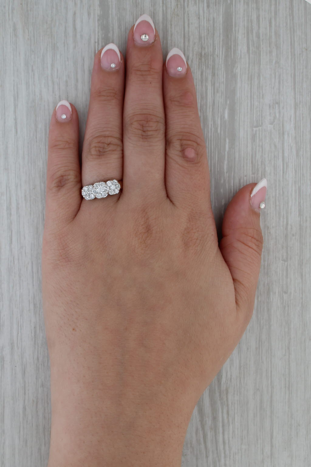 0.75ctw Diamond Flower Clusters Ring 14k Yellow White Gold Size 7.25 Engagement