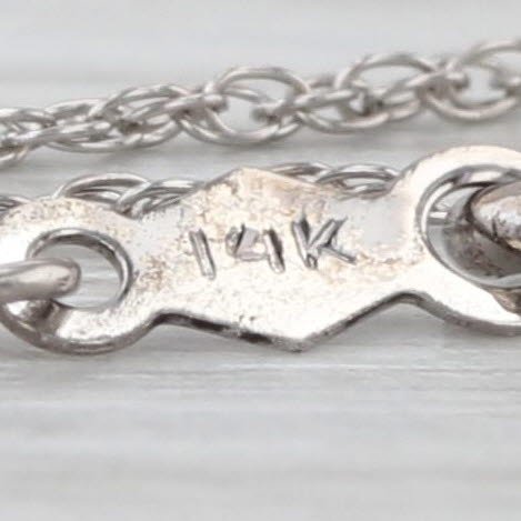 0.29ct Round Diamond Solitaire Pendant Necklace 14k White Gold 18" Rope Chain