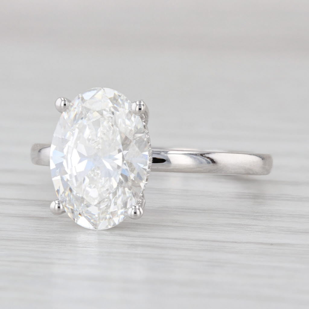 New IGI 3.14ctw Round Lab Grown Diamond Engagement Ring 14k White Gold Size 6.5