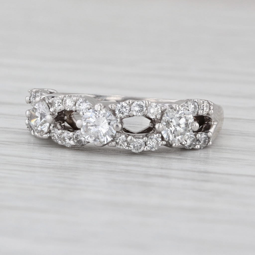 0.82ctw Diamond Link Rings Ring 14k White Gold Size 5 Stackable