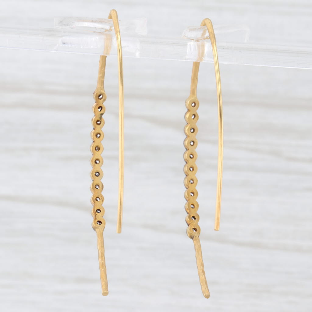 Light Gray New 0.20ctw Diamond Threader Drop Earrings 14k Yellow Gold Marika Desert
