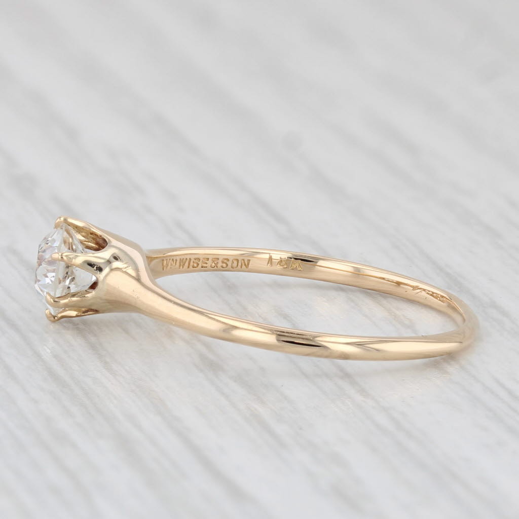 Light Gray Antique William Wise & Son 0.54ct Diamond Solitaire Ring 18k Gold Old Euro Cut