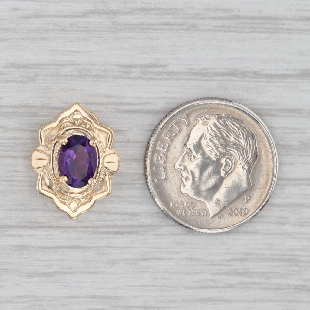 Gray 0.67ct Oval Amethyst Solitaire Slide Bracelet Charm 14k Gold Richard Glatter