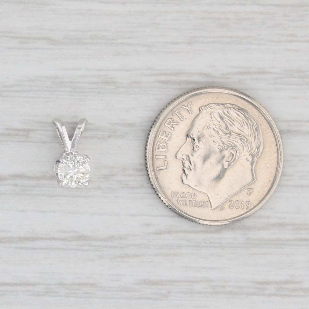 Light Gray 0.29ct Diamond Solitaire Pendant 14k White Gold Small Drop