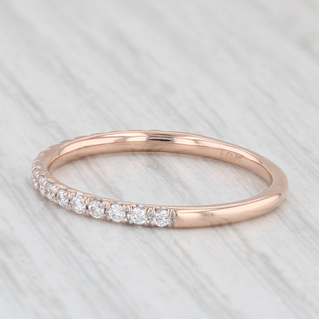 Light Gray 0.20ctw Diamond Wedding Band 14k Rose Gold Size 6.75 Stackable Ring