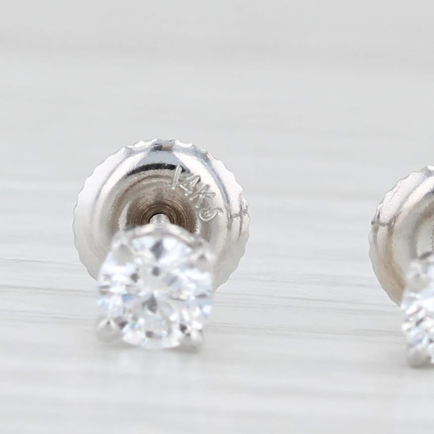 Light Gray 0.50ctw Diamond Solitaire Stud Earrings 14k White Gold VS2 Round Brilliant