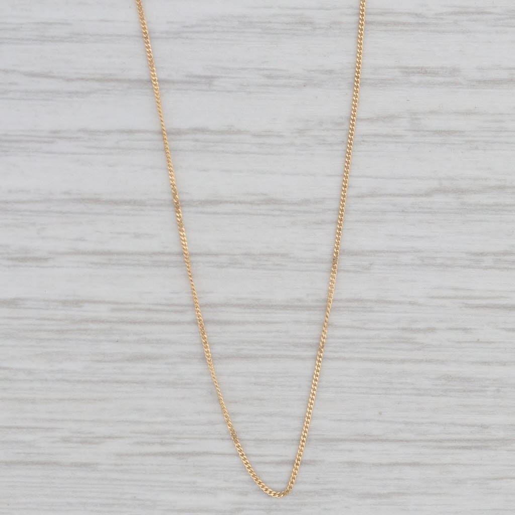 Gray Curb Chain Necklace 18k Yellow Gold 16" 0.6mm