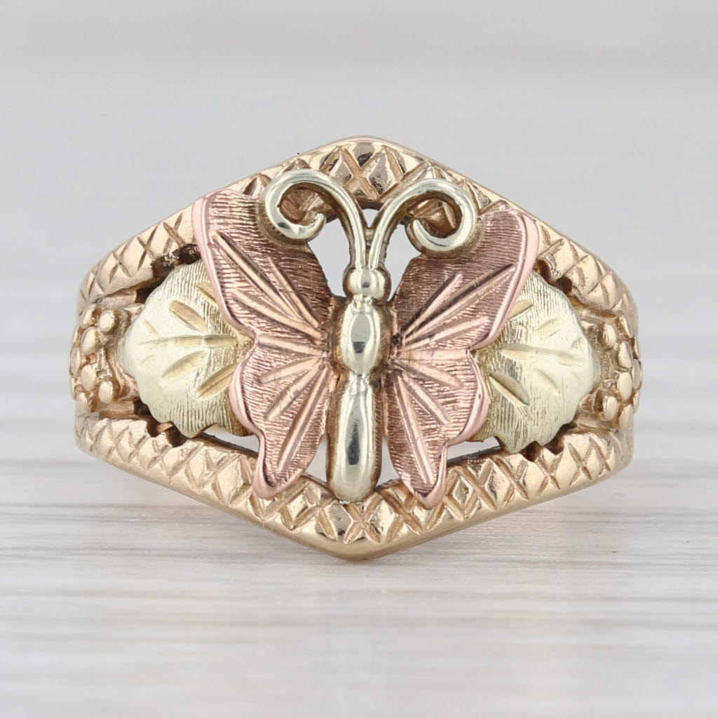 Black Hills Gold Butterfly Ring 10k Yellow Green Rose Gold Size 4.5 Dakota West
