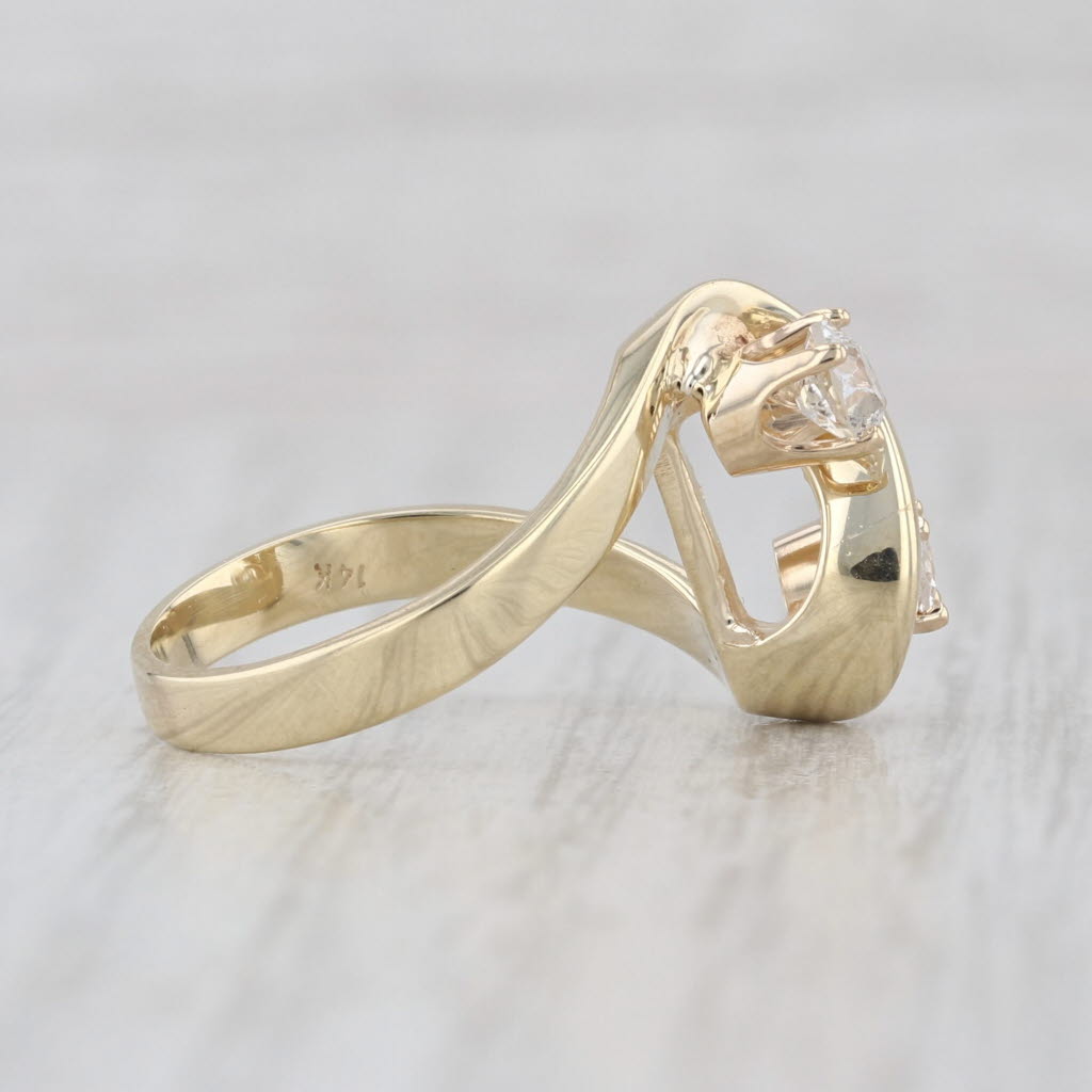 0.50ctw 2-Stone Diamond Bypass Ring 14k Yellow Gold Size 5.5