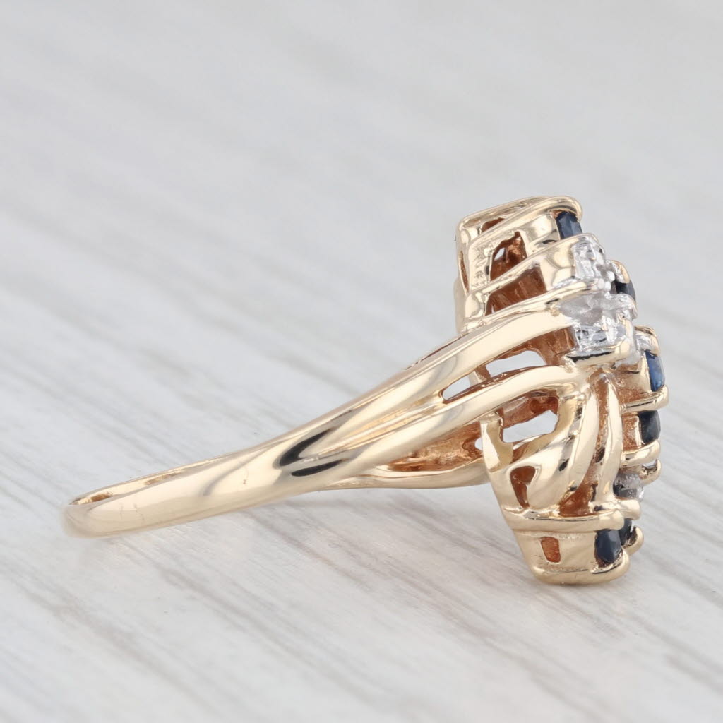 Light Gray 0.40ctw Blue Sapphire Diamond Cluster Ring 10k Yellow Gold Size 5.5