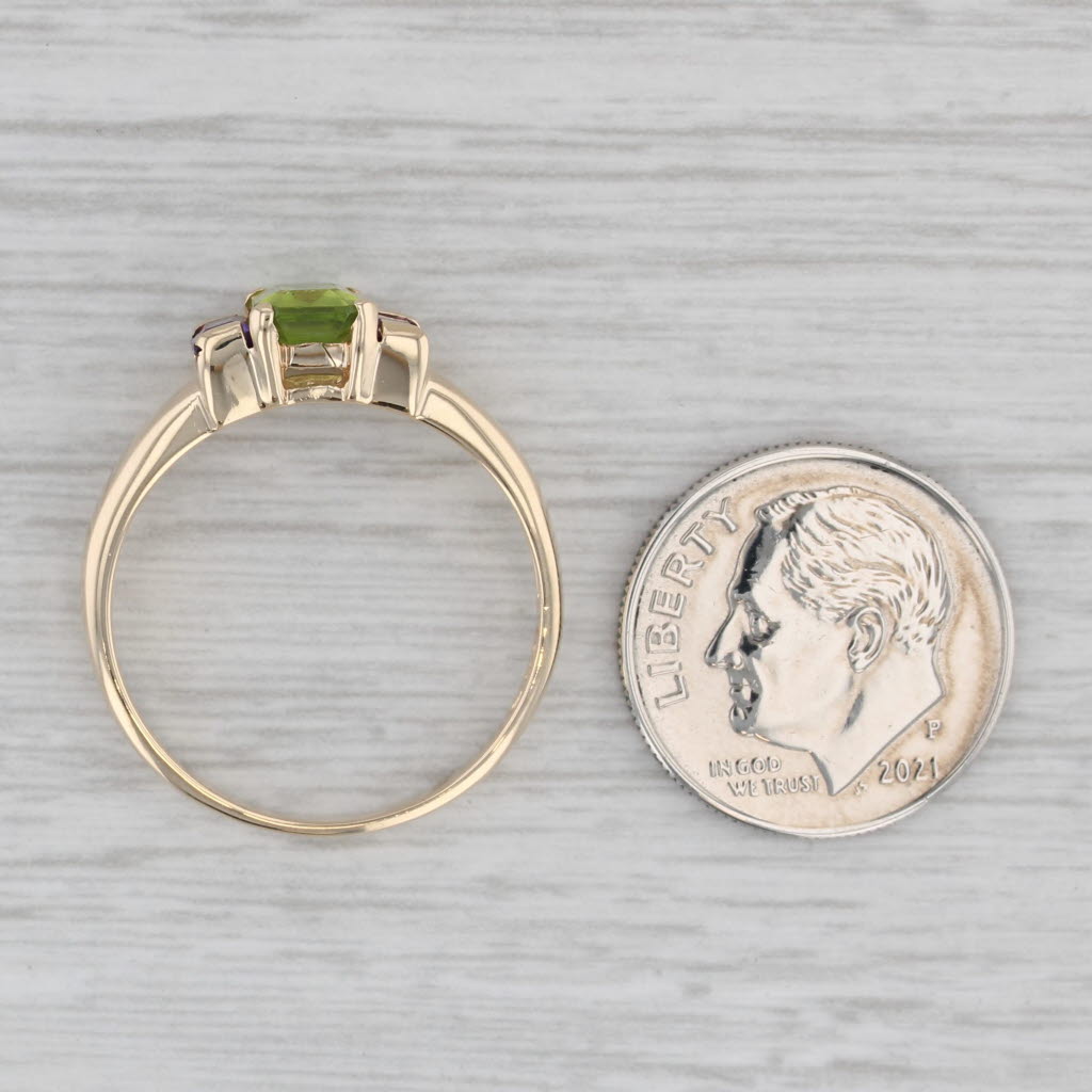 Gray 1.59ctw Peridot Amethyst Ring 10k Yellow Gold Size 9