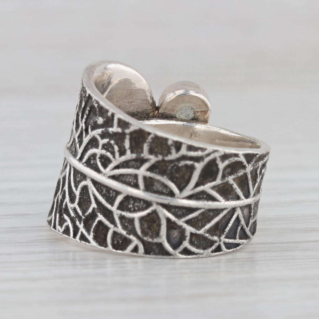 Gray Labradorite Leaf Wrap Ring Sterling Silver Size 8 Statement