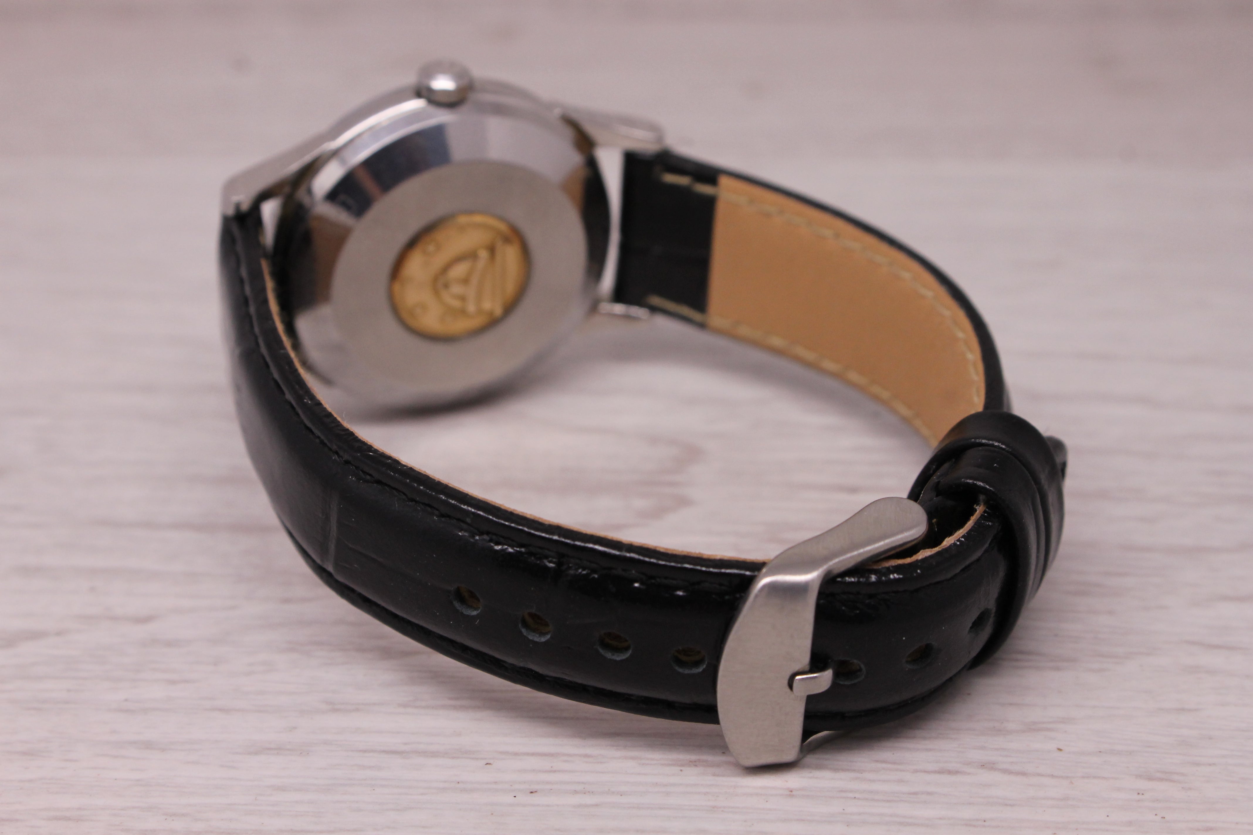 Dark Gray Vintage c.1960 Omega Constellation Calendar Mens 35mm Steel Automatic Watch 504