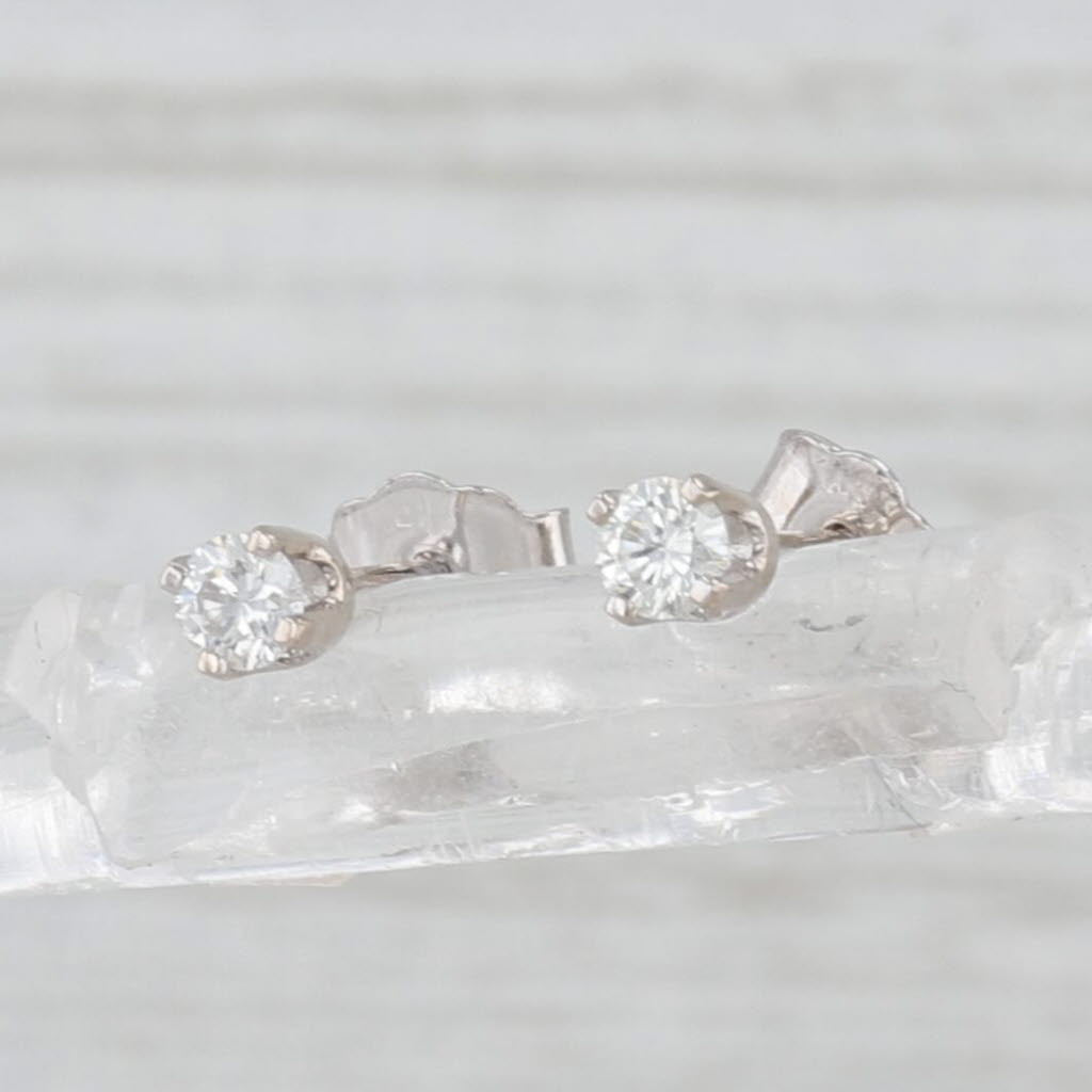 0.15ctw Diamond Stud Earrings 14k White Gold Round Solitaire Studs