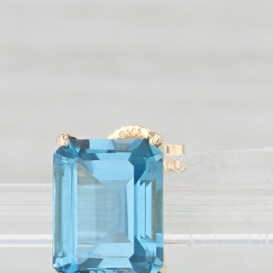 Light Gray 6ctw London Blue Topaz Stud Earrings 14k Yellow Gold Emerald Cut Solitaire Studs