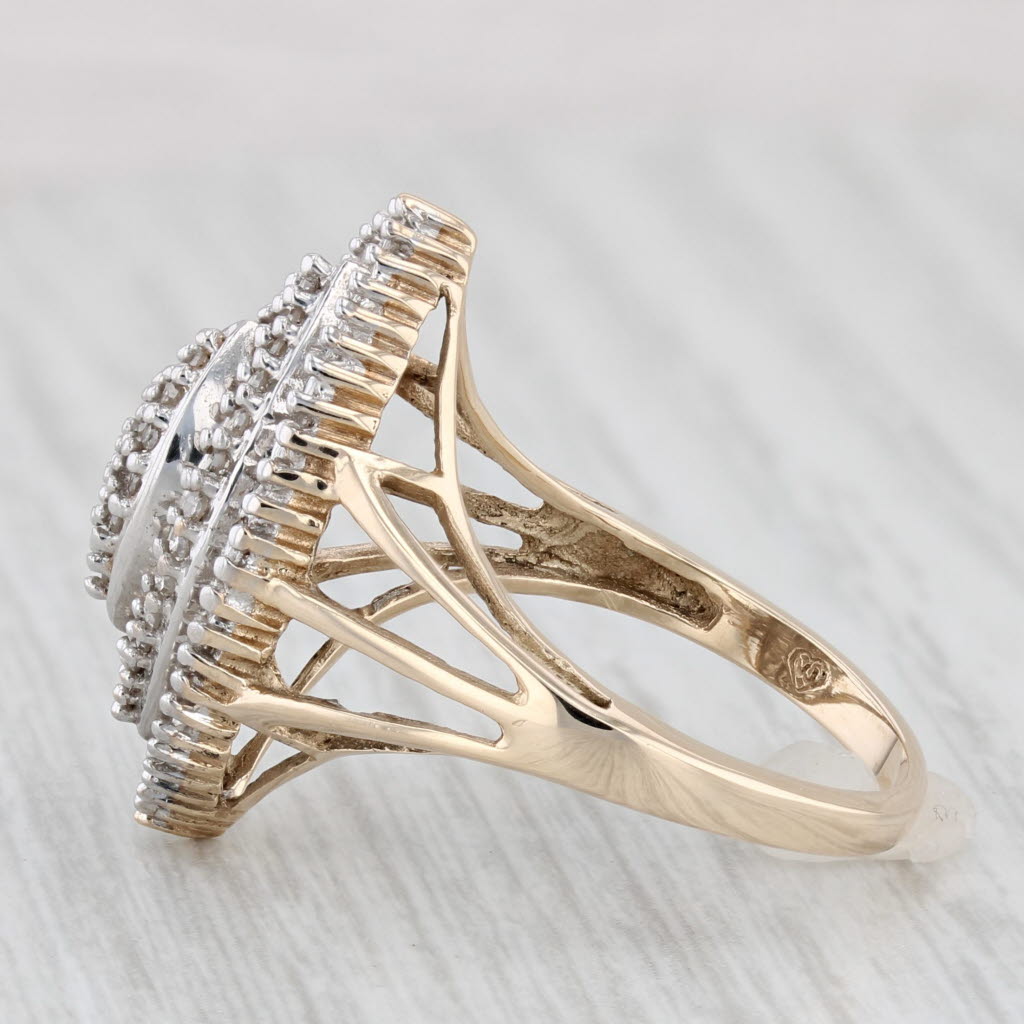 Light Gray 0.26ctw Diamond Cluster Halo Ring 10k Yellow Gold Size 7.5