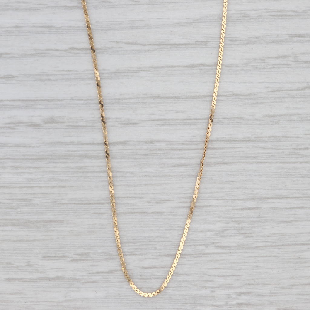 Light Gray S Link Chain Necklace 14k Yellow Gold 24.25" 1.1mm Italian