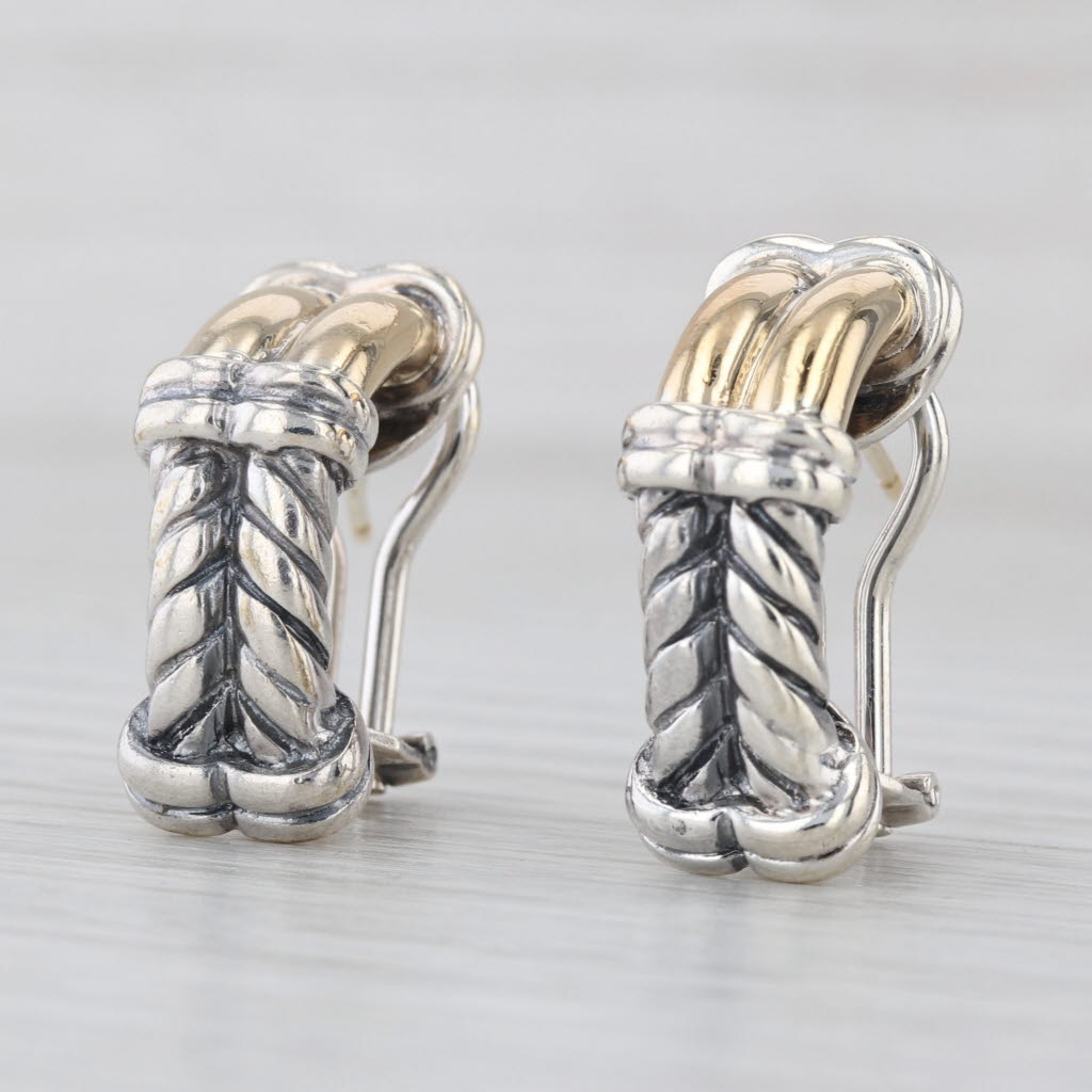 Jonah Grossbardt Drop Earrings Sterling Silver 18k Gold Omega Backs