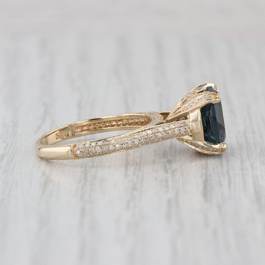 4.57ctw London Blue Topaz Diamond Ring 14k Yellow Gold Size 6.75 Cathedral