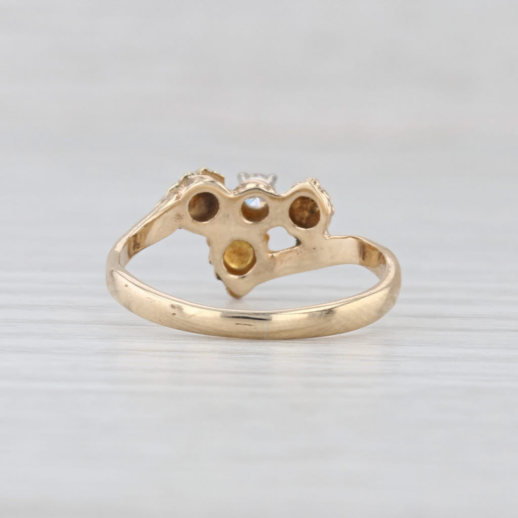 Diamond Leaf Ring 10k Yellow Rose Green Gold Diggers Black Hills Gold Size 6