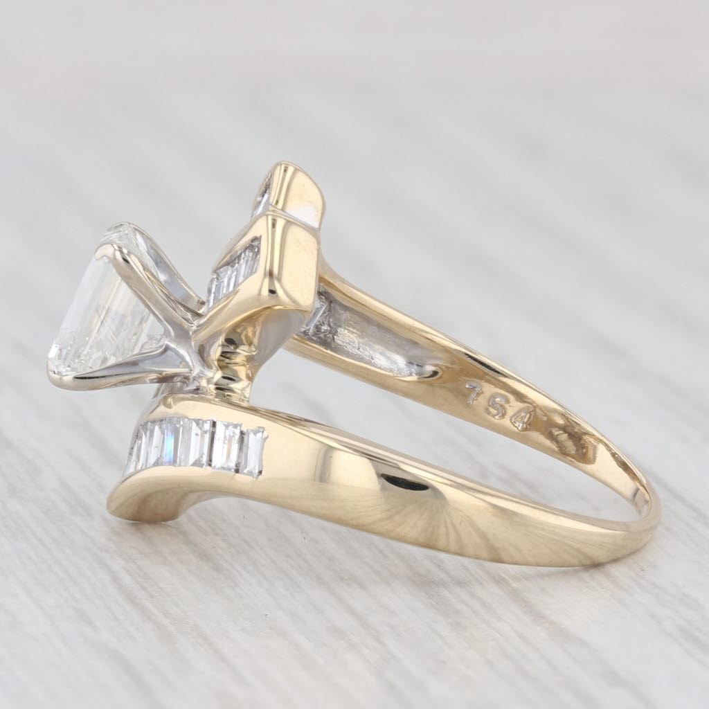 Light Gray 1.54ctw Emerald Cut Diamond Engagement Ring 14k Yellow Gold Size 7 Bypass