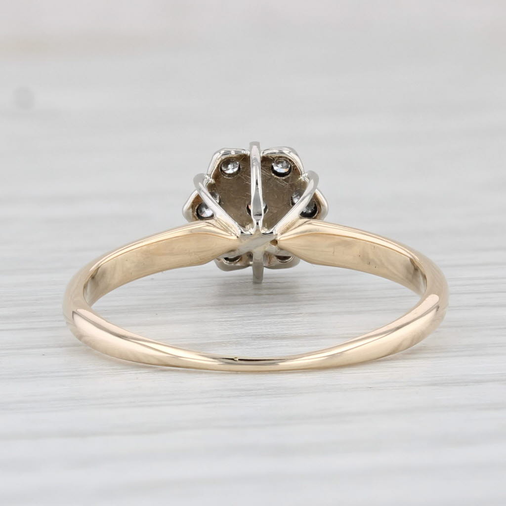 Light Gray 0.12ctw Diamond Cluster Engagement Ring 10k Yellow Gold Size 6.75