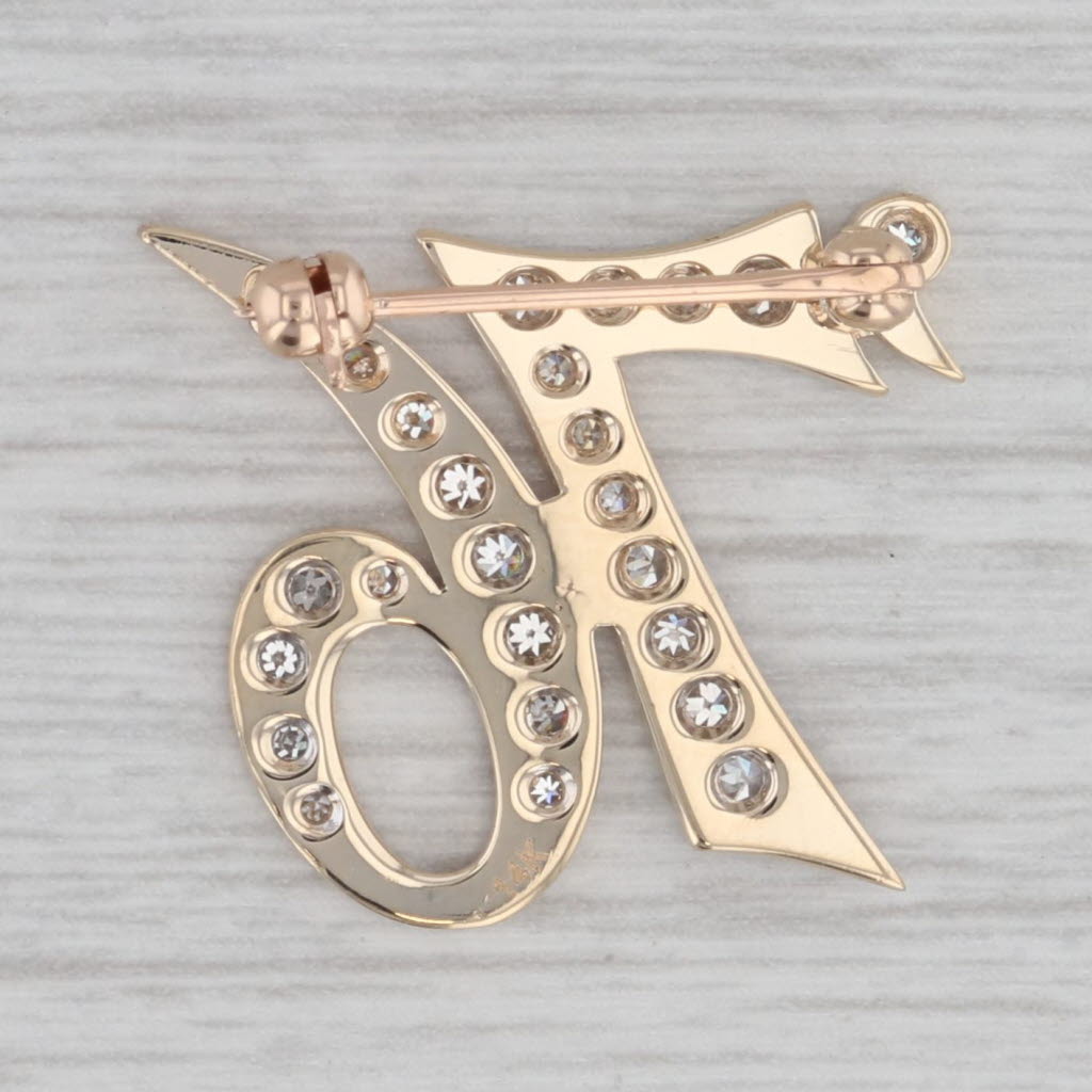 Gray 1776 Brooch 14k Yellow Gold 0.25ctw Diamond Patriotic Keepsake Pin