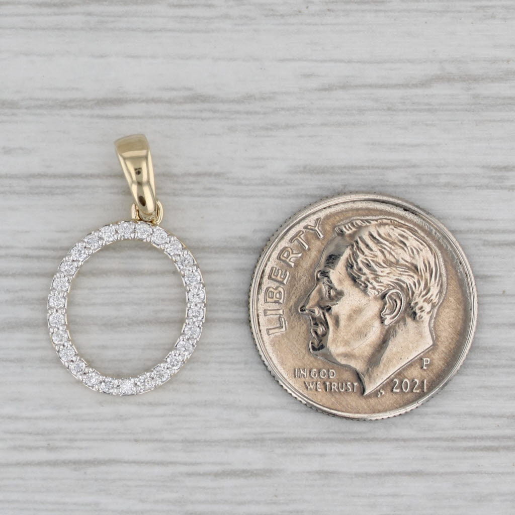 Gray New 0.20ctw Diamond Initial Letter "O" Pendant 10k Yellow Gold