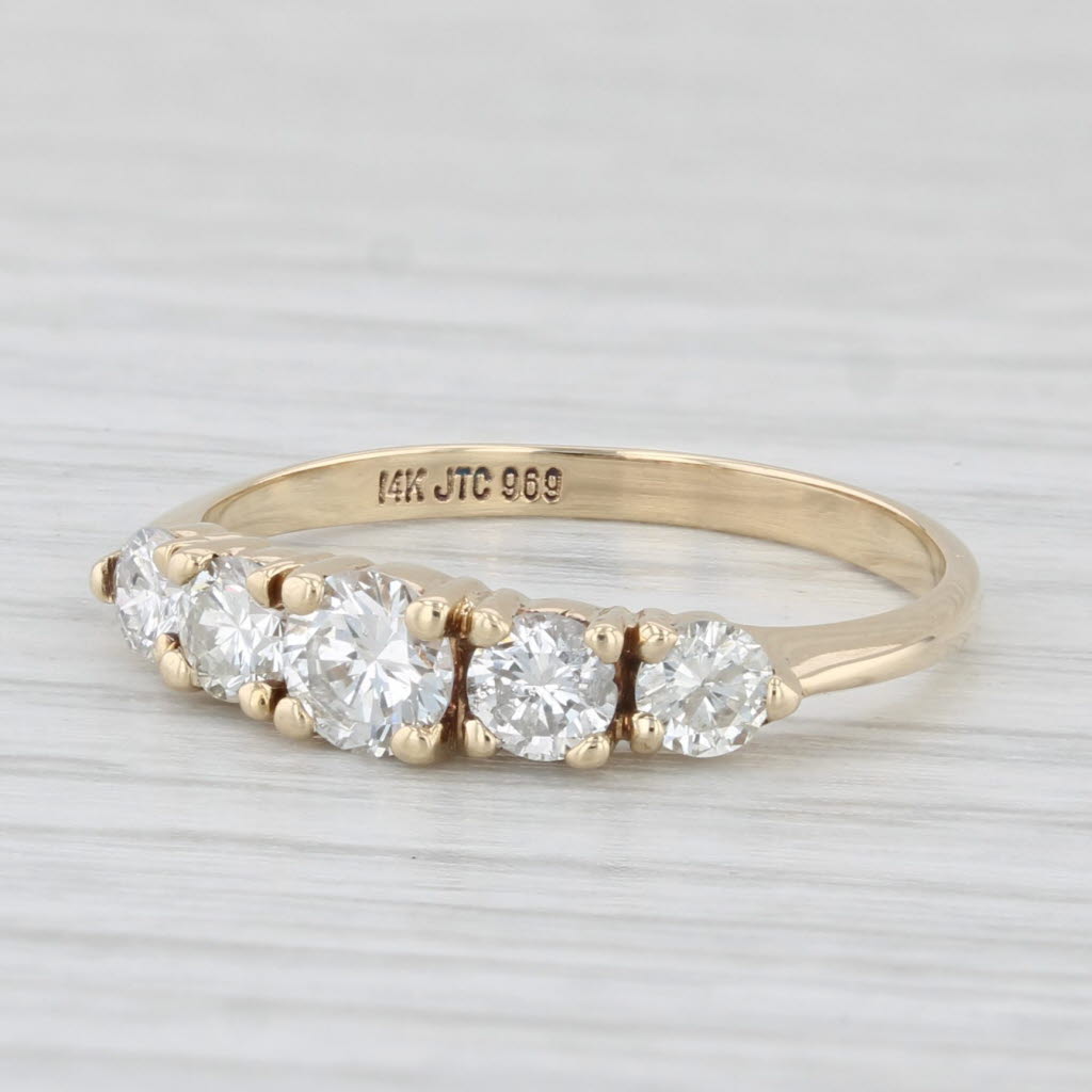 Light Gray 0.75ctw Diamond Wedding Band 14k Yellow Gold Size 6.5 Stackable Anniversary Band
