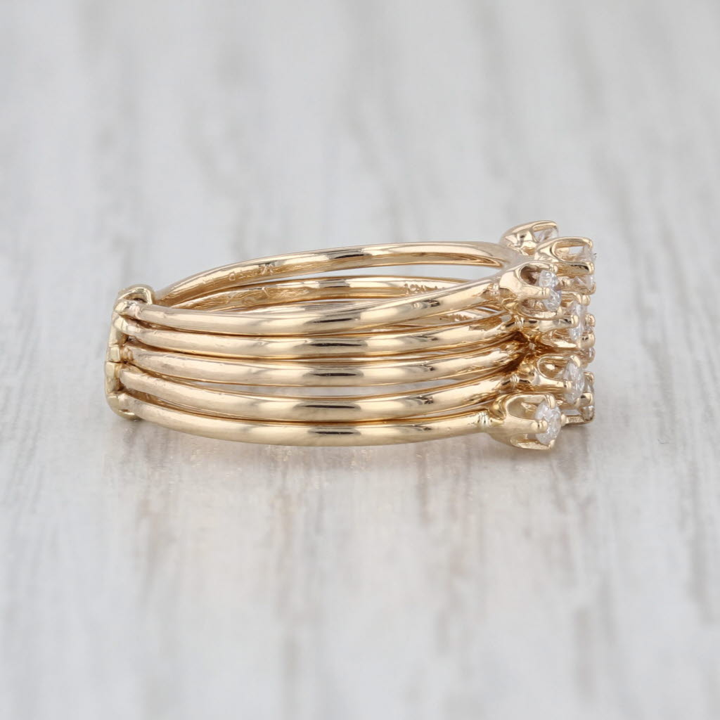 0.27ctw Diamond Harem Ring 14k Yellow Gold Multiband 5-Band Size 4.75