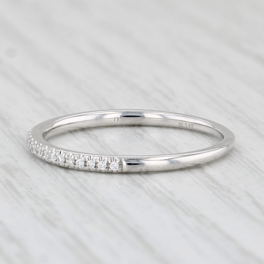 Light Gray 0.12ctw Diamond Wedding Band 14k White Gold Stackable Ring Size 8.25