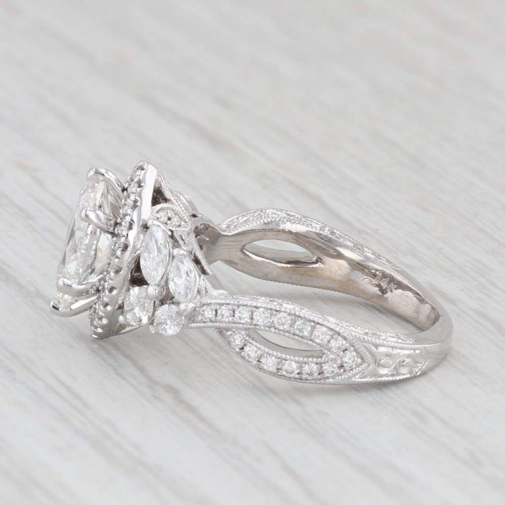 Light Gray Neil Lane 1.34ctw Marquise Halo Engagement Ring 14k White Gold Size 4.25