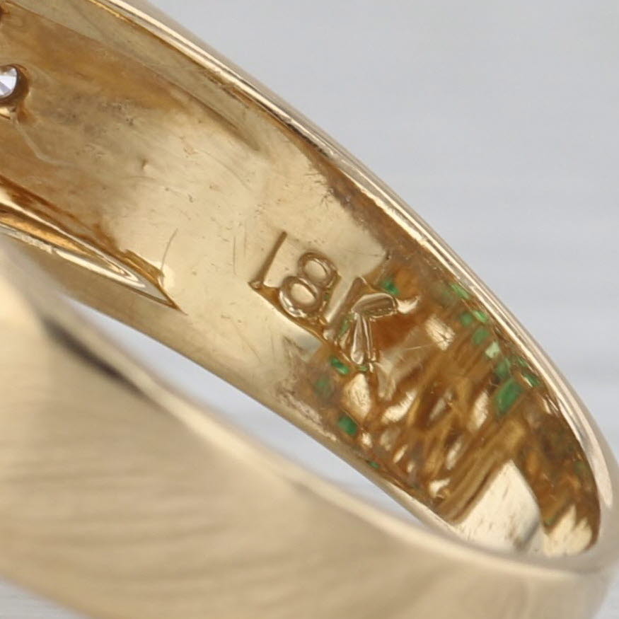 Tan Bellari 0.95ctw Emerald Diamond Ring 18k Yellow Gold Size 6 Vintage Cocktail