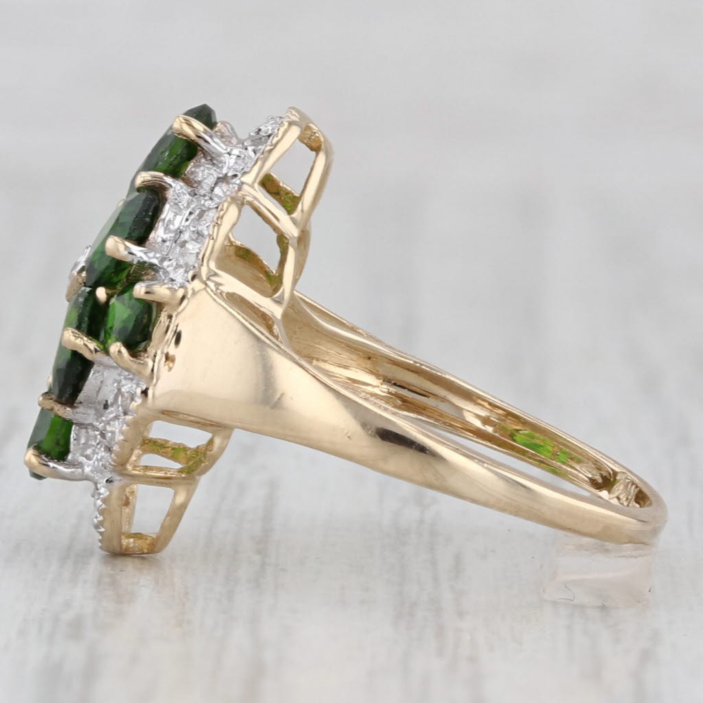 Light Gray Chrome Diopside Cluster Diamond Halo Ring 14k Yellow Gold Size 6 As Is
