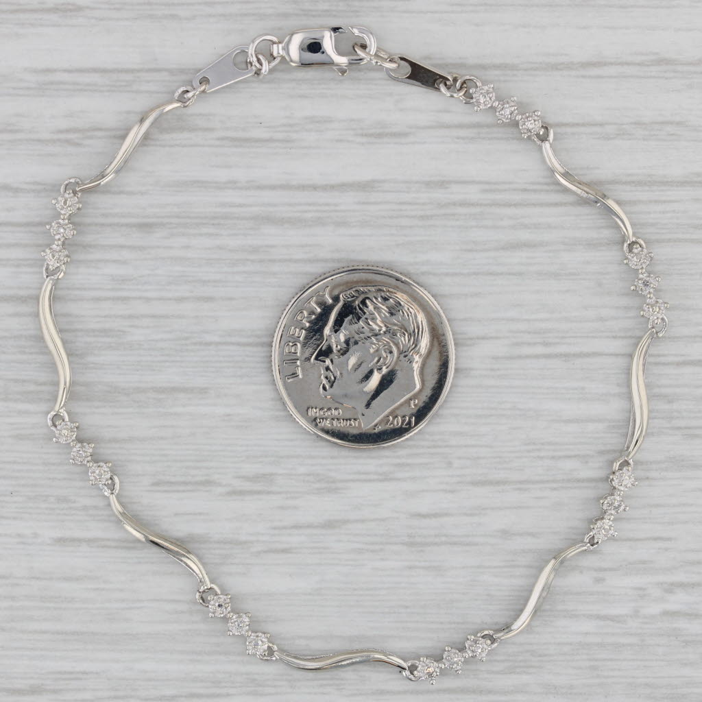 Gray Diamond Chain Bracelet 10k White Gold 7.25" 3.1mm