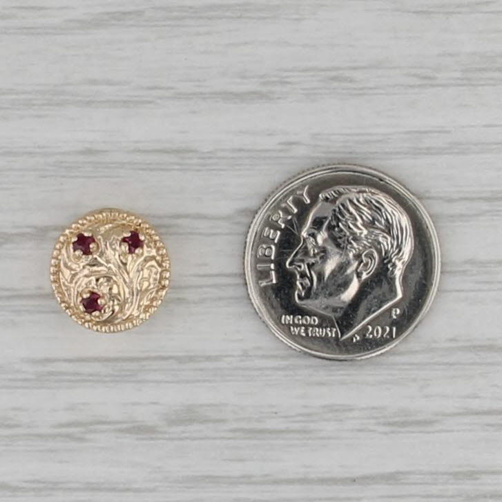 Old Victoria Ruby Flowers Slide Bracelet Charm 14k Yellow Gold Vintage