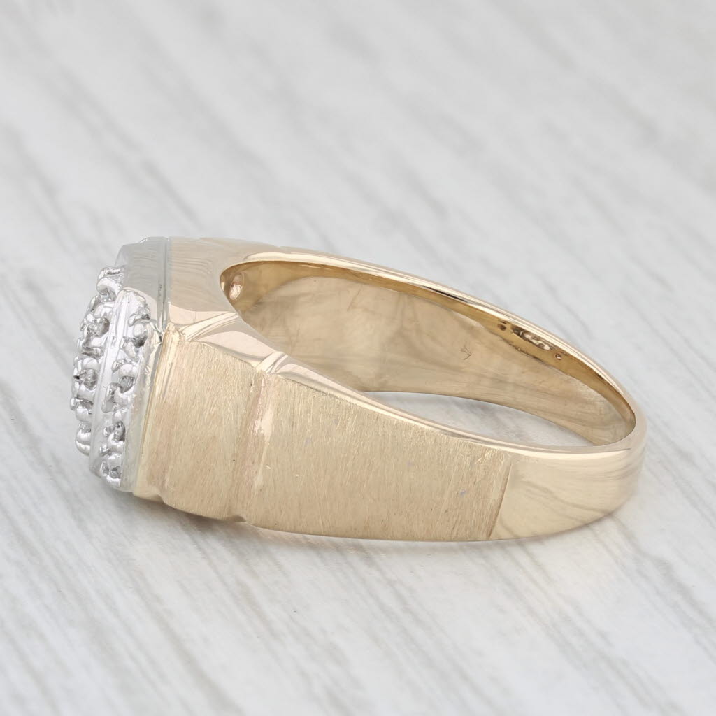 Light Gray 0.18ctw Diamond Cluster Ring 10k Yellow Gold Size 10 Men's
